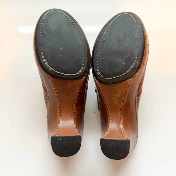 Frye Charlotte Ring Harness Brown Leather Clogs Cognac Brown Size 6M - Picture 9 of 11